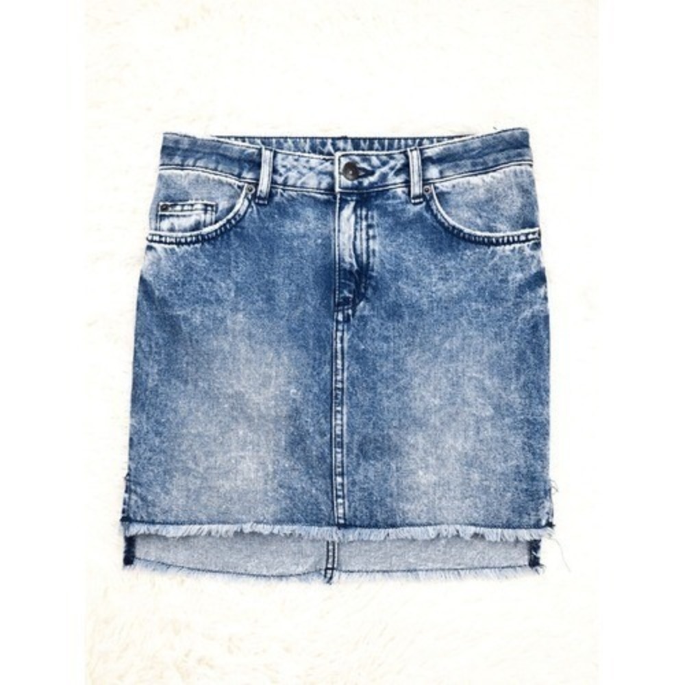 H&M Divided Acid Wash Cutoff Denim Jean Skirt Size 2